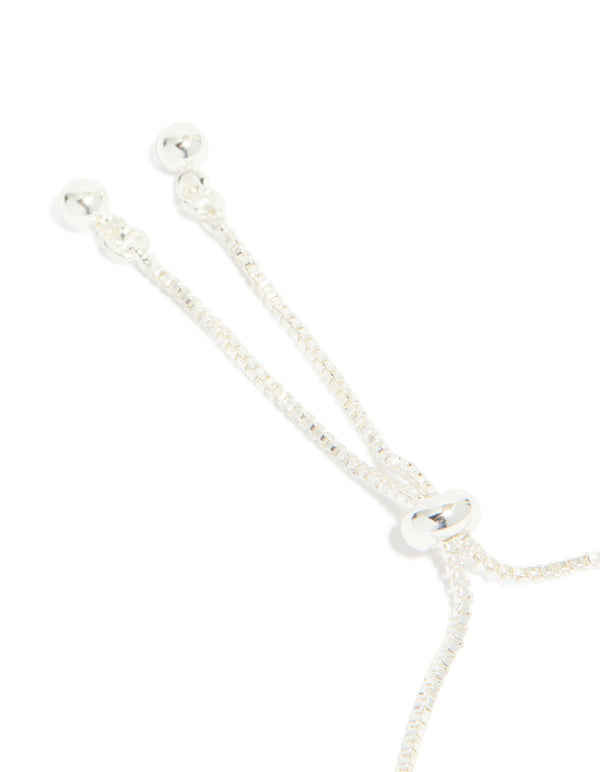 Silver Plated Cubic Zirconia Thin Tennis Layered Toggle Bracelet