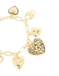 Gold Plated Vintage Heart Charms Bracelet - link has visual effect only