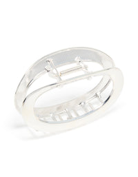 Silver Metal Oval Hair Claw Clip - link has visual effect only