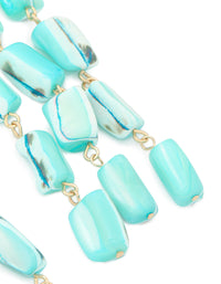 Gold Aqua Marbled Beaded Layered Drop Earrings - link has visual effect only