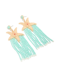 Gold Starfish & Turquoise Beaded Drop Earrings - link has visual effect only