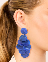 Dark Blue Acrylic Circles Waterfall Drop Earrings - link has visual effect only