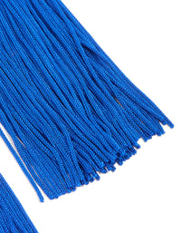 Dark Blue Fabric Fringe Long Drop Earrings - link has visual effect only
