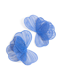 Dark Blue Coated Metal Wire Petal Stud Earrings - link has visual effect only