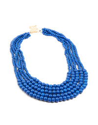 Dark Blue Acrylic Beaded Long Layered Necklace - link has visual effect only