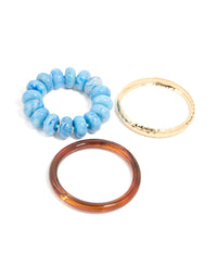 Gold Brown & Blue Resin Bangles 3-Pack - link has visual effect only