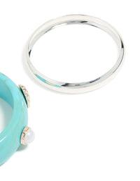 Silver & Light Blue Shell Bangles 2-Pack - link has visual effect only