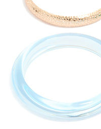Gold Textured & Blue Resin Bangles 3-Pack - link has visual effect only