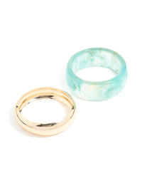 Light Blue Resin & Gold Bangles 2-Pack - link has visual effect only