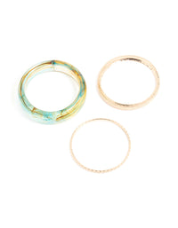 Gold & Light Blue Marble Bangles 3-Pack - link has visual effect only