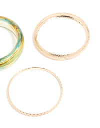 Gold & Light Blue Marble Bangles 3-Pack - link has visual effect only