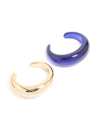 Gold & Dark Blue Acrylic Bubble Wrist Cuffs 2-Pack - link has visual effect only