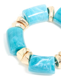 Aqua Acrylic & Gold Chunky Stretch Bracelet - link has visual effect only