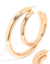 Gold Double Thick Statement Hoop Earrings - link has visual effect only
