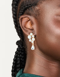 Gold Diamante Cluster Chandelier Drop Earrings - link has visual effect only