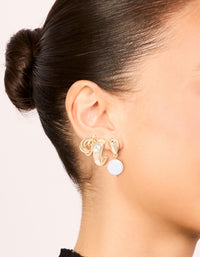Gold Twisted & Pearl Stud Earrings 3-Pack - link has visual effect only