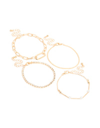 Gold Diamante & Pearl Bracelets 4-Pack - link has visual effect only
