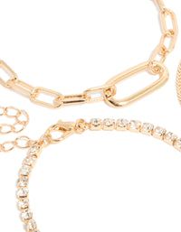Gold Diamante & Pearl Bracelets 4-Pack - link has visual effect only