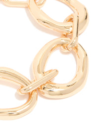 Gold Thick Link Adjustable Bracelet - link has visual effect only