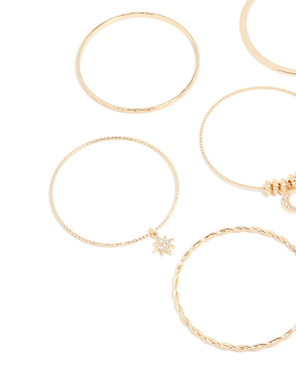 Rose Gold Diamante Moon & Star Bangles Pack