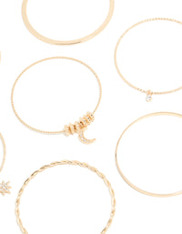 Rose Gold Diamante Moon & Star Bangles Pack - link has visual effect only