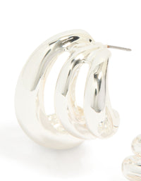 Silver Smooth Layered Half Hoop Earrings - link has visual effect only