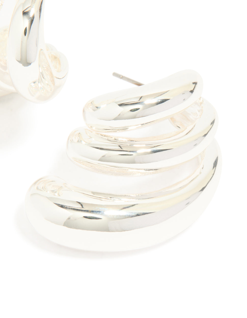 Silver Smooth Layered Half Hoop Earrings