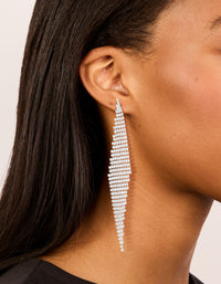 Silver Diamante Diamond Shaped Drop Earrings - link has visual effect only