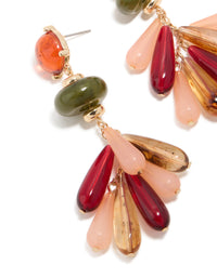 Gold Multicoloured Beaded Droplet Earrings - link has visual effect only