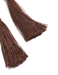 Gold Yellow Stone & Brown Knotted Tassel Drop Earrings - link has visual effect only