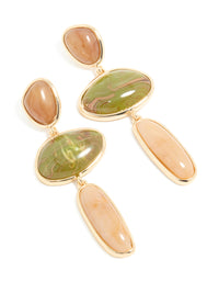 Gold Brown & Green stone Mixed Shape Drop Earrings - link has visual effect only