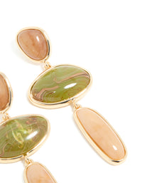 Gold Brown & Green stone Mixed Shape Drop Earrings - link has visual effect only