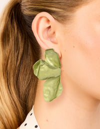 Green Coated Metal Flower Petal Drop Earrings - link has visual effect only