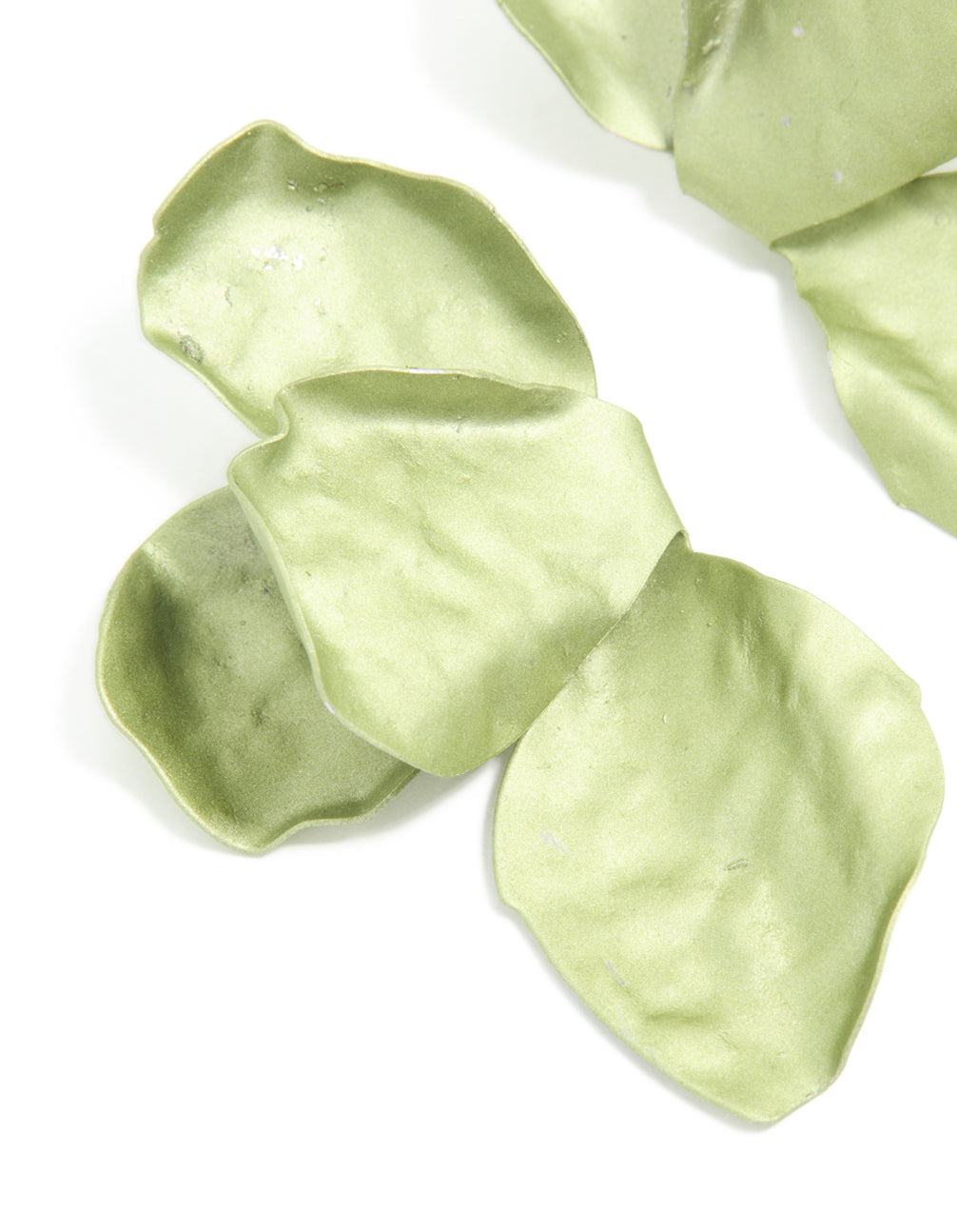 Green Coated Metal Flower Petal Drop Earrings