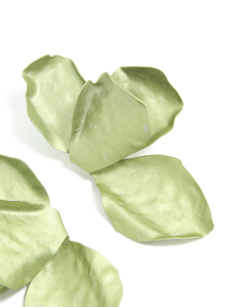 Green Coated Metal Flower Petal Drop Earrings