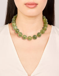 Gold Green Marble Beaded Necklace - link has visual effect only
