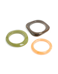 Green & Light Brown Acrylic Swirl Bangles 3-Pack - link has visual effect only