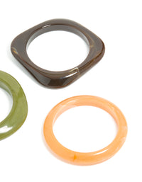 Green & Light Brown Acrylic Swirl Bangles 3-Pack - link has visual effect only