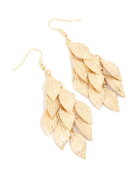 Gold Layered Leaf Drop Earrings - link has visual effect only