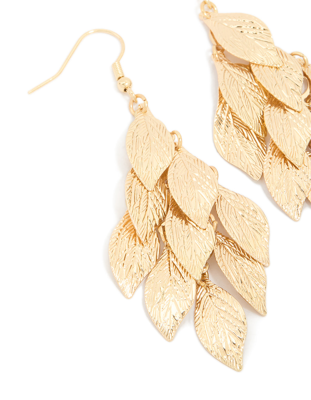 Gold Layered Leaf Drop Earrings