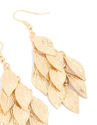 Gold Layered Leaf Drop Earrings - link has visual effect only