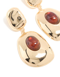 Gold Red Stone Organic Drop Earrings - link has visual effect only