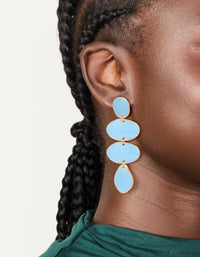 Gold Light Blue Organic Shape Drop Earrings - link has visual effect only
