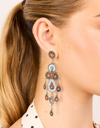 Gold Orange & White Bug Seed Beaded Drop Earrings - link has visual effect only