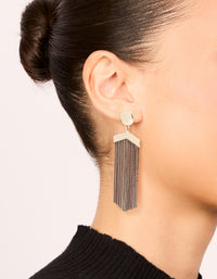 Antique Gold Long Fringe Drop Earrings - link has visual effect only