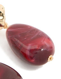 Gold Marbled Red Acrylic Beaded Drop Earrings - link has visual effect only