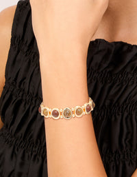 Gold Organic Brown Stones Stretch Bracelet - link has visual effect only
