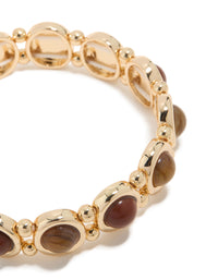 Gold Organic Brown Stones Stretch Bracelet - link has visual effect only