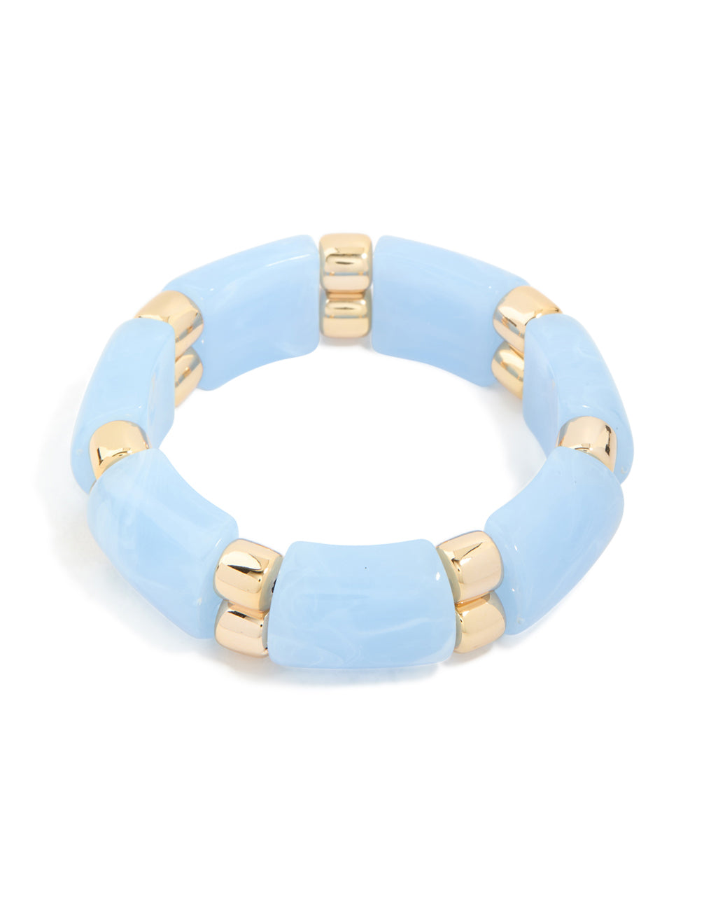 Blue Stone & Gold Beaded Stretch Bracelet