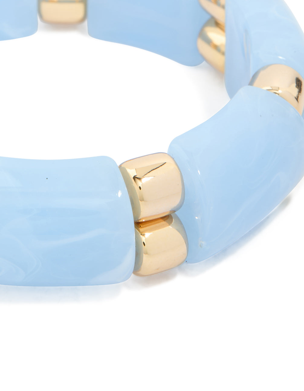 Blue Stone & Gold Beaded Stretch Bracelet